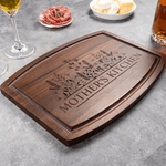 Personalized Flower Design Curved Charcuterie Cutting Board with Text and Juice Groove Housewarming Mother's Day Gift for Couples Family