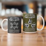 Taza de Cerámica Personalizada Once A Brother Always A Brother 2-6 Puños con Nombre y Posavasos Regalo de Cumpleaños Amistad Aniversario para Hermano