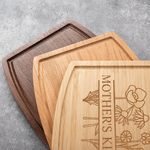 Personalized Flower Design Curved Charcuterie Cutting Board with Text and Juice Groove Housewarming Mother's Day Gift for Couples Family
