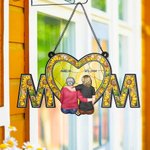 Personalised Cartoon Character Back View Heart Mom Window Hanging Suncatcher with Names Home Decor Mother's Day Birthday Gift for Woman
