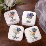 Personalised Bachelor Cap Birth Flower Bouquet Jewellery Box with Name and Year Class of 2026 Graduation Gift for Graduate
