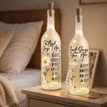 Personalised Stylish God Says I Am Birth Flower Butterfly Love Quote Glass LED Bottle Lamp with Name Mother's Day Gift for Mom Grandma