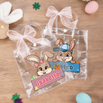 Gepersonaliseerde Schattige Konijnentas met Roze Strik en Naam Eieren Jacht Feest Pasen Cadeau voor Jongens Meisjes