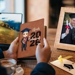 Personalized Class of Graduation Cartoon Character A5 Leather Notebook with Name and Year Graduation Birthday Gift for Family Friends