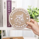 Personalized Book Cat Coffee 3D-Printed Acrylic Library Sign with Name Desk Bookshelf Decor Birthday Gift for Bookworms Book Lovers
