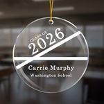 Personalisierte einfache Linie Klasse von 2026 Runde Acryl hängenden Ornament mit Namen Schule und Datum Graduierung Klasse Party Supplies Geschenk für Absolventen