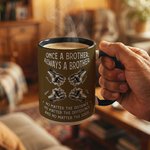 Taza de Cerámica Personalizada Once A Brother Always A Brother 2-6 Puños con Nombre y Posavasos Regalo de Cumpleaños Amistad Aniversario para Hermano