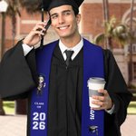 Personalised Grad Cap Cartoon Character Graduation Sash with Name and Year Graduation Keepsake Gift for Class of 2026 Graduates