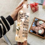 Personalised Stylish God Says I Am Birth Flower Butterfly Love Quote Glass LED Bottle Lamp with Name Mother's Day Gift for Mom Grandma