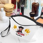 Globo personalizado de dibujos animados de Graduación Bolsa de Lino para Maquillaje con Nombre del Año y Pulsera de Graduación Accesorios de Viaje Regalo para Mujeres Niñas