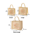 Personalised 1-6 Birth Flowers Mom Kids Little Hands Large Jute Tote Bag with Name Mother's Day Birthday Gift for Mom Grandmother