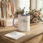 Personalized Pink Bow Bridesmaid Design 11 oz 15 oz Ceramic Mug with Name and Date Wedding Bridal Party Shower Gift for Bridesmaids