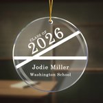 Personalisierte einfache Linie Klasse von 2026 Runde Acryl hängenden Ornament mit Namen Schule und Datum Graduierung Klasse Party Supplies Geschenk für Absolventen