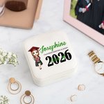 Graduación personalizada de dibujos animados Chica de cuero de viaje joyero con el nombre y el año de la ceremonia de graduación de souvenirs regalo de cumpleaños para las mujeres niñas
