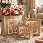 Personalised 1-6 Birth Flowers Mom Kids Little Hands Large Jute Tote Bag with Name Mother's Day Birthday Gift for Mom Grandmother