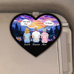 Personalized Heart-Shaped Family Figures Back View Design Car Visor Clip with Name Car Accessory Birthday Anniversary Gift for Family Friends