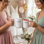 Personalized Pink Bow Bridesmaid Design 11 oz 15 oz Ceramic Mug with Name and Date Wedding Bridal Party Shower Gift for Bridesmaids