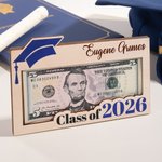 Personalized Graduation Cap Wooden Money Cash Holder with Name and Year Class of 2026 Funny Party Favor Graduation Gift for Graduates