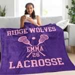 Personalised Lacrosse Multicolor Soft Throw Blanket with Name and Number Game Day Team Gift for Lacrosse Players Coaches