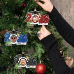Personalised Grad Cap Face Photo Christmas Tree Ornament with Name and Glitter Number Graduation Christmas Gift for Graduates
