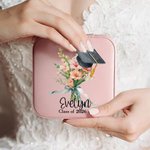 Personalised Bachelor Cap Birth Flower Bouquet Jewellery Box with Name and Year Class of 2026 Graduation Gift for Graduate