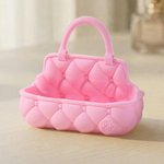 Personalized Multicolor 3D-Printed Quilted Vanity Catchall Basket Cosmetics Tray with Handle and Initial Home Decor Birthday Gift for Woman Friend