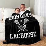 Personalised Lacrosse Multicolor Soft Throw Blanket with Name and Number Game Day Team Gift for Lacrosse Players Coaches