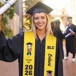 Personalised Grad Cap Cartoon Character Graduation Sash with Name and Year Graduation Keepsake Gift for Class of 2026 Graduates