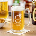 Personalized Engraved Grad Cap Initial 16.6 oz Beer Glass with Name and Handle Graduation Party Gift for Graduates