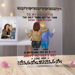 Personalised Leopard Cartoon Mother and Daughter Back View Acrylic Plaque with Names Home Decor Birthday Gift for Women