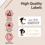 Personalized Graduation Cap Initial Waterproof Stickers with Name Return Address Label Celebration Graduation Party DIY Decor Gift for Graduates