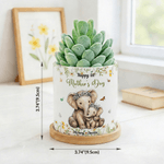 Personalized Cartoon Daisy Animal Pattern Ceramic Flower Pot with Name and Bamboo Tray Mother's Day Gift for Mom
