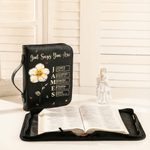 Personalized God Says I Am Birth Flower PU Leather Bible Book Cover with Zipper and Carry Handle Baptism Religious Day Gift for Christians Women