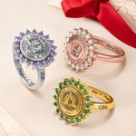 Personligt graverat skolmärke Familjekamouflage Signetring med födelsesten Graderingspresent för akademiker Familj