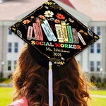 Personalized Social Worker Graduation Cap Topper Decoration with Name and Year BSW MSW Graduation Gift for Women Graduates