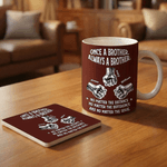 Taza de Cerámica Personalizada Once A Brother Always A Brother 2-6 Puños con Nombre y Posavasos Regalo de Cumpleaños Amistad Aniversario para Hermano