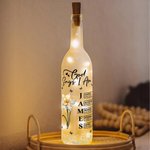 Personalised Stylish God Says I Am Birth Flower Butterfly Love Quote Glass LED Bottle Lamp with Name Mother's Day Gift for Mom Grandma