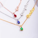 Personalisierte Teardrop Birthstone Name Halskette Zierliche Schmuck Geburtstag Muttertag Hochzeit Geschenk für Mutter Braut