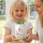 Personalisierte Aquarell Foto Stil Blume Keramik Pflanzentopf mit Namen und Bambus Basis Muttertag Geburtstag Geschenk für Mama Oma