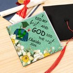 Personlig Glitter Birth Flower Back View Student I Did My Best Graduation Cap Topper-dekorasjon med navn og år Graduation Gift for Graduates