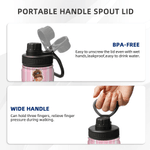 Personalized Cartoon Fitness Girl Vertical Stripe 12 oz/18 oz Insulated Water Bottle with Name Birthday Gift for Women Fitness Lovers