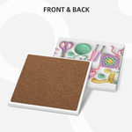 Personalised Yarn Crochet Hook Scissors Knitted Pattern Ceramic Mug with Coaster and Name Birthday Mother's Day Gift for Grandma Knitting Lover