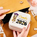 Graduación personalizada de dibujos animados Chica de cuero de viaje joyero con el nombre y el año de la ceremonia de graduación de souvenirs regalo de cumpleaños para las mujeres niñas
