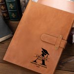 Cahier de notes A5 en cuir PU avec nom et pochette de rangement Cadeau de fin d'études pour les diplômés