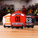 Personalised Multicolour 3D-Printed Firefighter Badge Ornament with Name and Department Desk Decor Birthday Gift for Firefighters