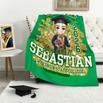 Personalisierte Herzlichen Glückwunsch Sie haben es Cartoon-Charakter Pailletten weiche Decke mit Namen und Schule Graduierung Geburtstag Geschenk für Absolventen