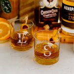 Personalized Grad Cap Initial Name 10 oz Whiskey Rocks Glasses Slate Coaster with School and Text Graduation Party Gift for Graduate Drinkers