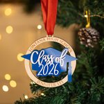 Gepersonaliseerd medaille Ornament voor de klas van 2026 met gegraveerde tekst Afstudeergeschenk voor afgestudeerden