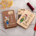 Boîte magnétique de rangement d'aiguilles à coudre en bois avec nom Cadeau d'anniversaire pour les amoureux de la couture