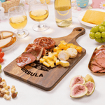 Personalised Happy Easter Cute Bunny Wooden Reversible Charcuterie Chopping Board with Engraved Names and Grip Easter Gift for Family Friends